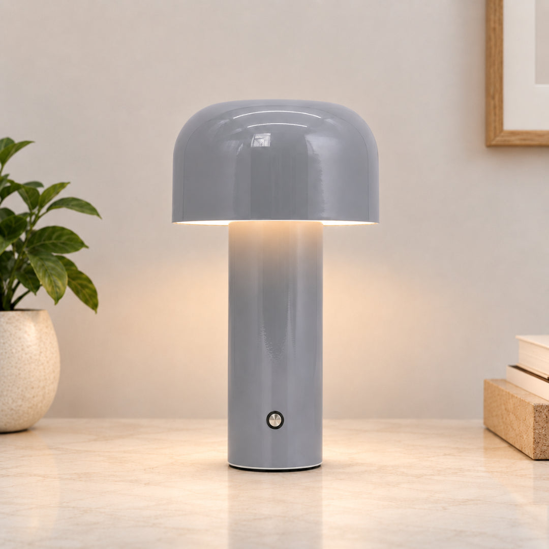 GlowSphere: Lampada da tavolo LED ricaricabile – Elegante lampada portatile a forma di fungo per l'atmosfera interna