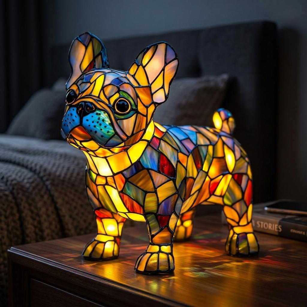 Table Lamp Stained Glass Style Animal Decorative Night Light