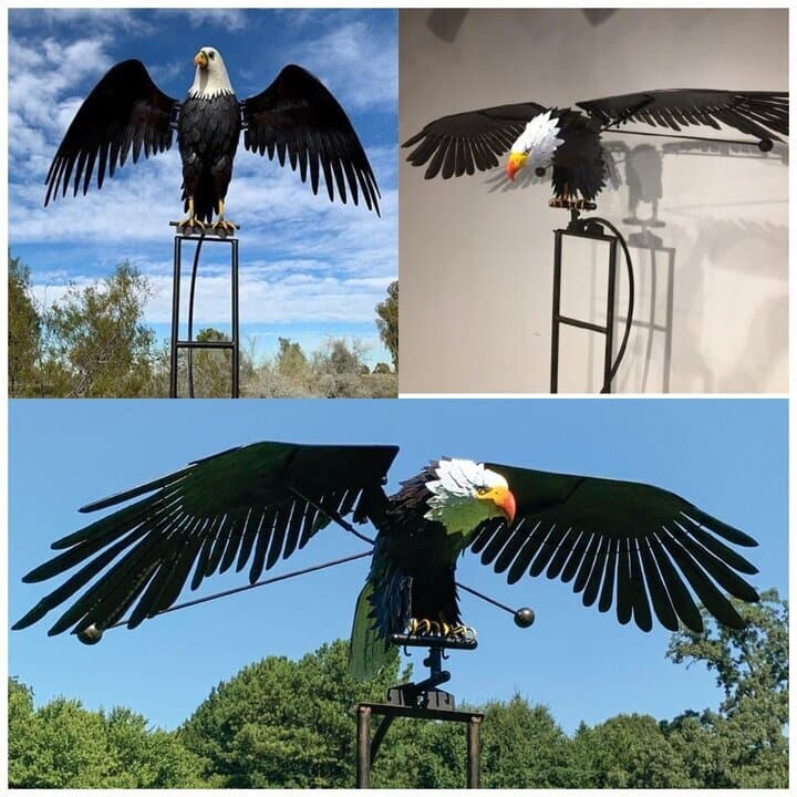 Garden Decor Wind Spinner Metal Bird Yard Stake Ornament